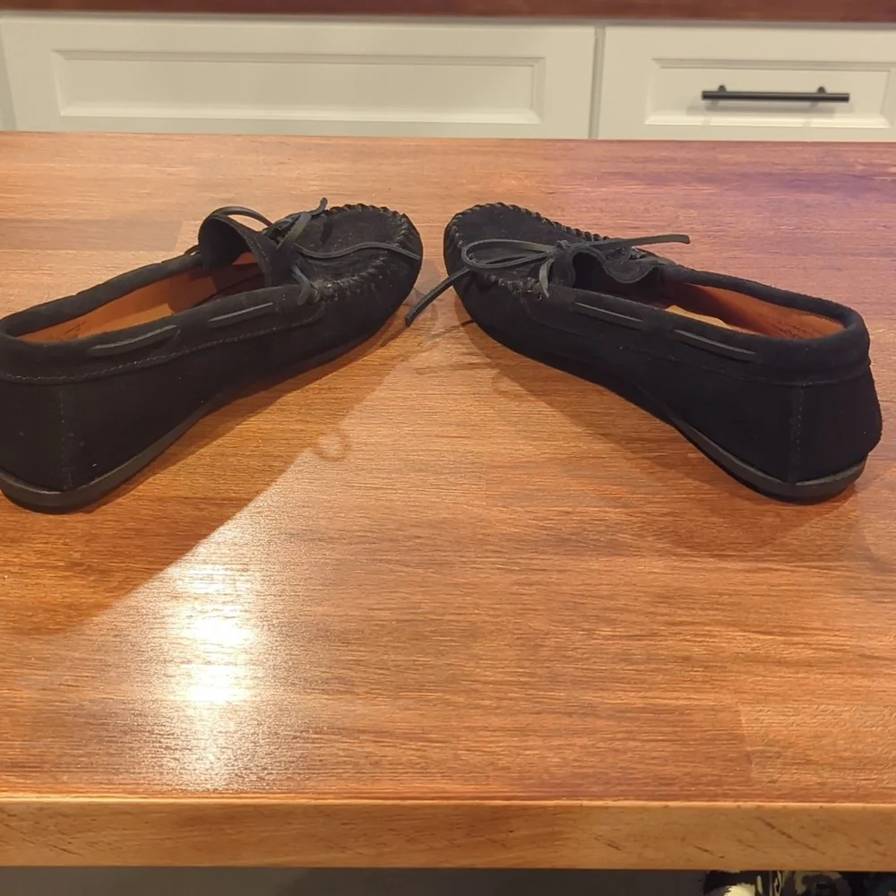 Minnetonka Black Suede Moccasin Loafers